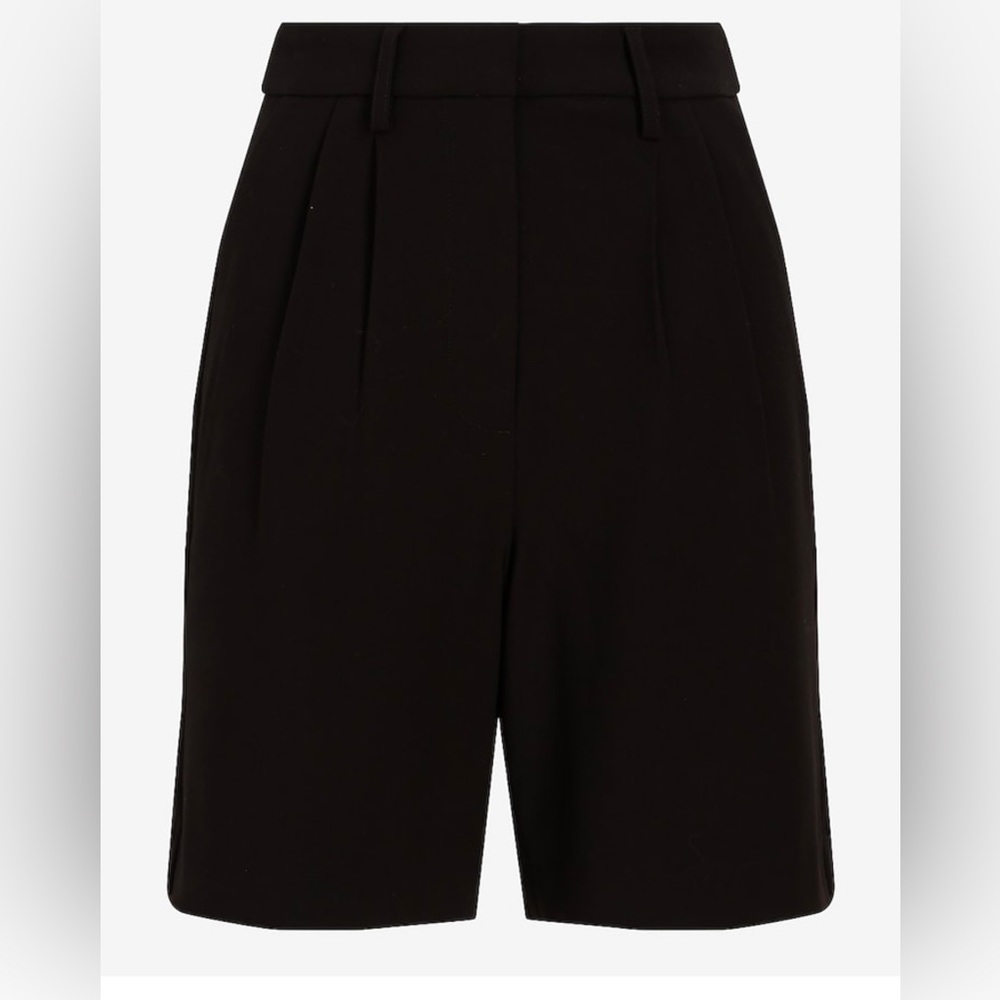 Super High Waisted Tailored Pleated Bermuda Shorts